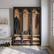 Pending - Modubox Hall Tree Ark 76" Arched Entryway Coat Rack in Black Oak