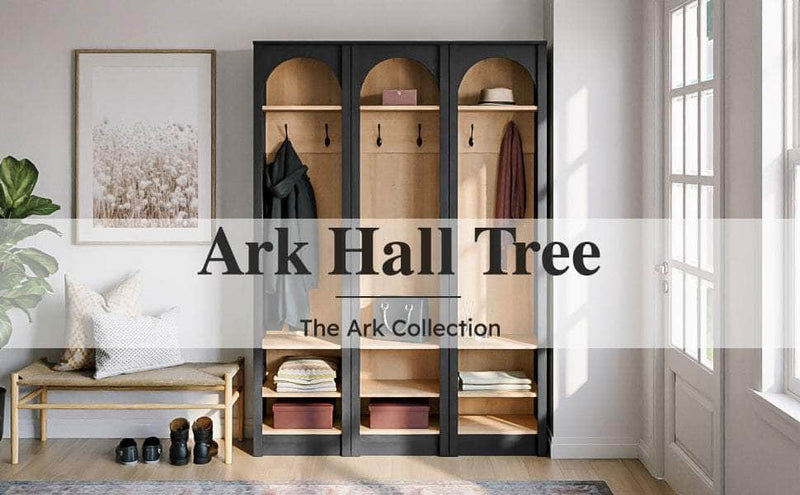 Pending - Modubox Hall Tree Ark 76" Arched Entryway Coat Rack in Black Oak