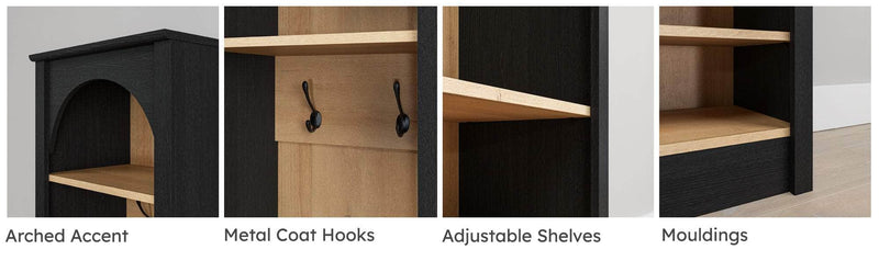 Pending - Modubox Hall Tree Ark 76" Arched Entryway Coat Rack in Black Oak