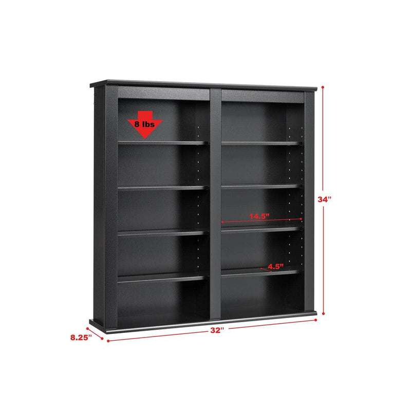 Pending - Modubox Media Storage Slate Media 32" Double Wall Mounted Media Storage in Black