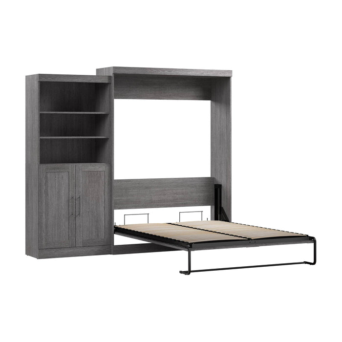 Pending - Modubox Murphy Wall Bed Bark Grey Pur  Murphy Bed and Closet Organizer with Doors (101W) - Available in 5 Colours