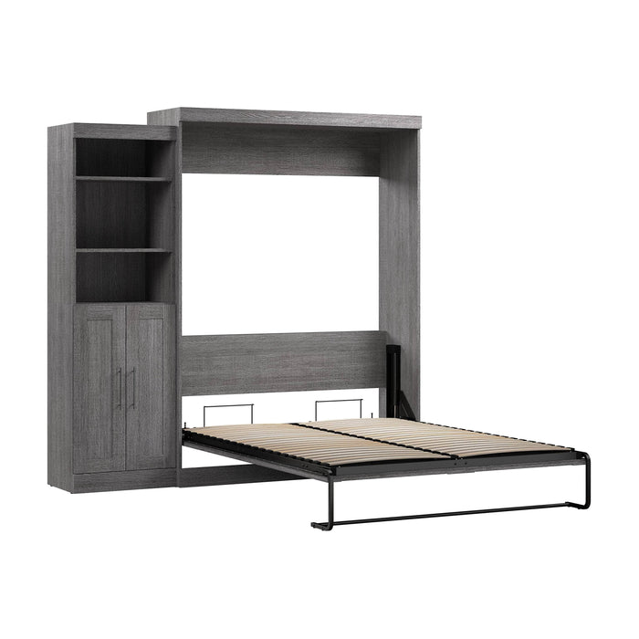 Pending - Modubox Murphy Wall Bed Bark Grey Pur  Murphy Bed and Closet Organizer with Doors (90W) - Available in 7 Colours