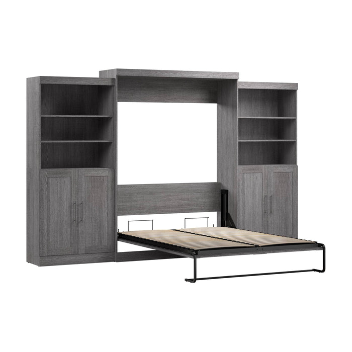 Pending - Modubox Murphy Wall Bed Bark Grey Pur  Murphy Bed with Closet Storage Organizers (136W) - Available in 5 Colours
