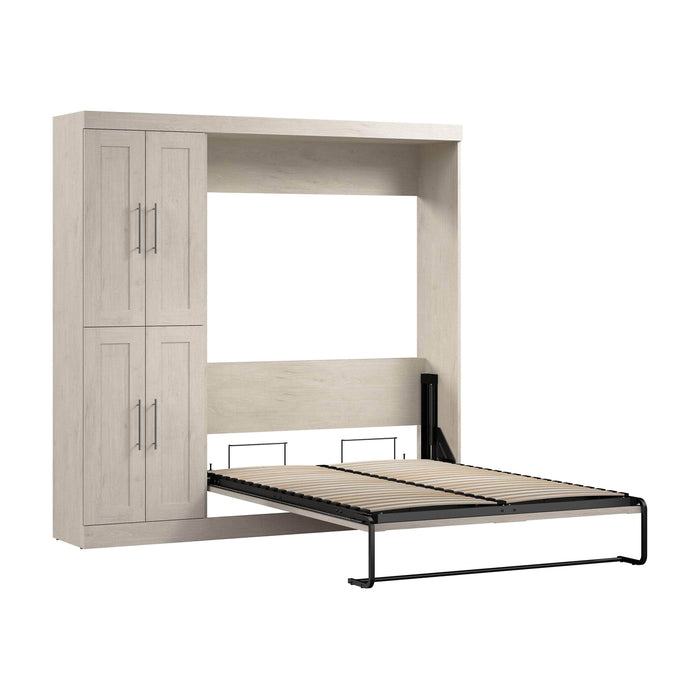 Pending - Modubox Murphy Wall Bed Linen White Oak Pur Murphy Bed with Closet Organizer (84W) - Available in 7 Colours