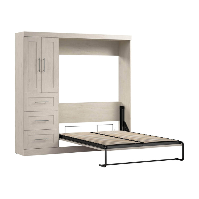 Pending - Modubox Murphy Wall Bed Linen White Oak Pur Murphy Bed with Closet Organizer with Drawers (84W) - Available in 7 Colours