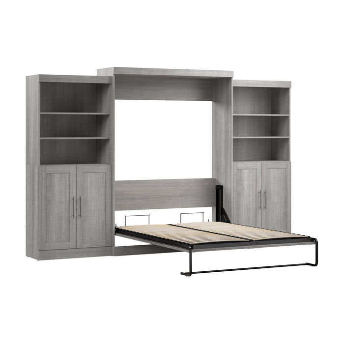 Pending - Modubox Murphy Wall Bed Platinum Grey Pur  Murphy Bed with Closet Storage Organizers (136W) - Available in 5 Colours