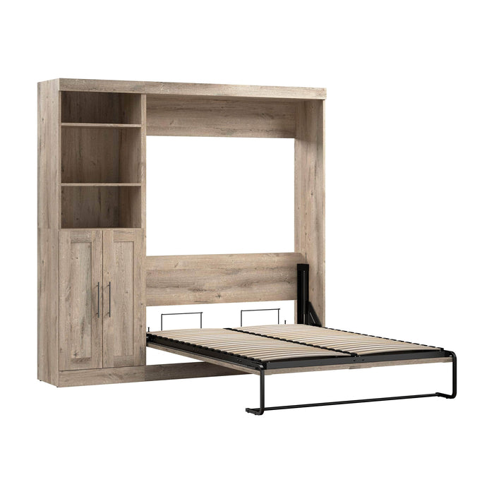 Pending - Modubox Murphy Wall Bed Rustic Brown Pur  Murphy Bed and Closet Organizer with Doors (84W) - Available in 7 Colours