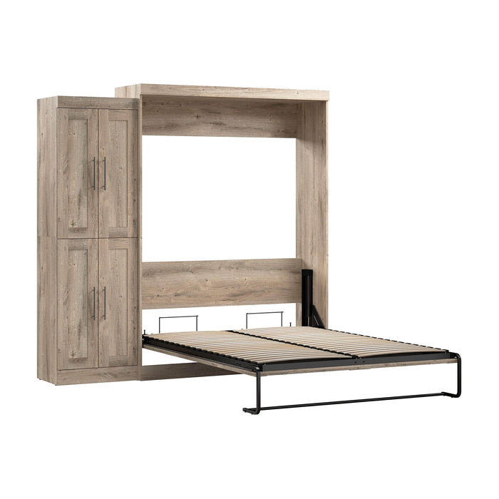 Pending - Modubox Murphy Wall Bed Rustic Brown Pur Murphy Bed with Closet Organizer (90W) - Available in 7 Colours