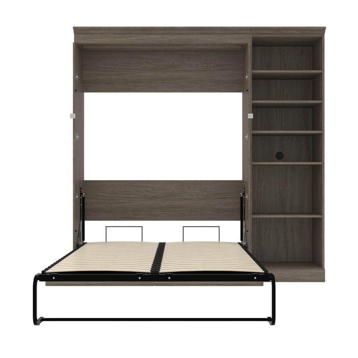 Pending - Modubox Murphy Wall Bed Versatile 84W Full Murphy Bed with Shelves (89W) in Walnut Grey