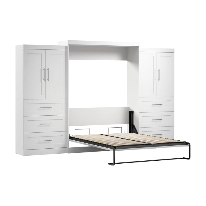 Pending - Modubox Murphy Wall Bed White Pur Murphy Bed with Wardrobes (136W) - Available in 5 Colours