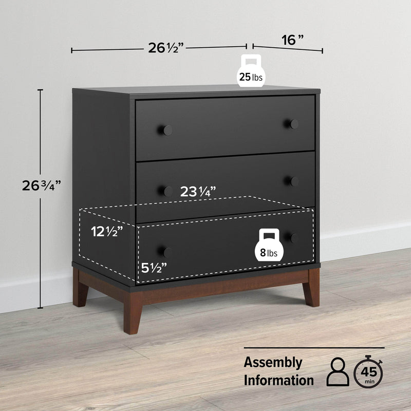 Pending - Modubox Nightstand Nordik 3-Drawer Nightstand in Black