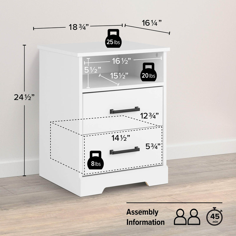 Pending - Modubox Nightstand Rustic Ridge 2-Drawer Nightstand - Available in 4 Colours