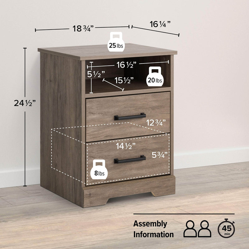 Pending - Modubox Nightstand Rustic Ridge 2-Drawer Nightstand - Available in 4 Colours