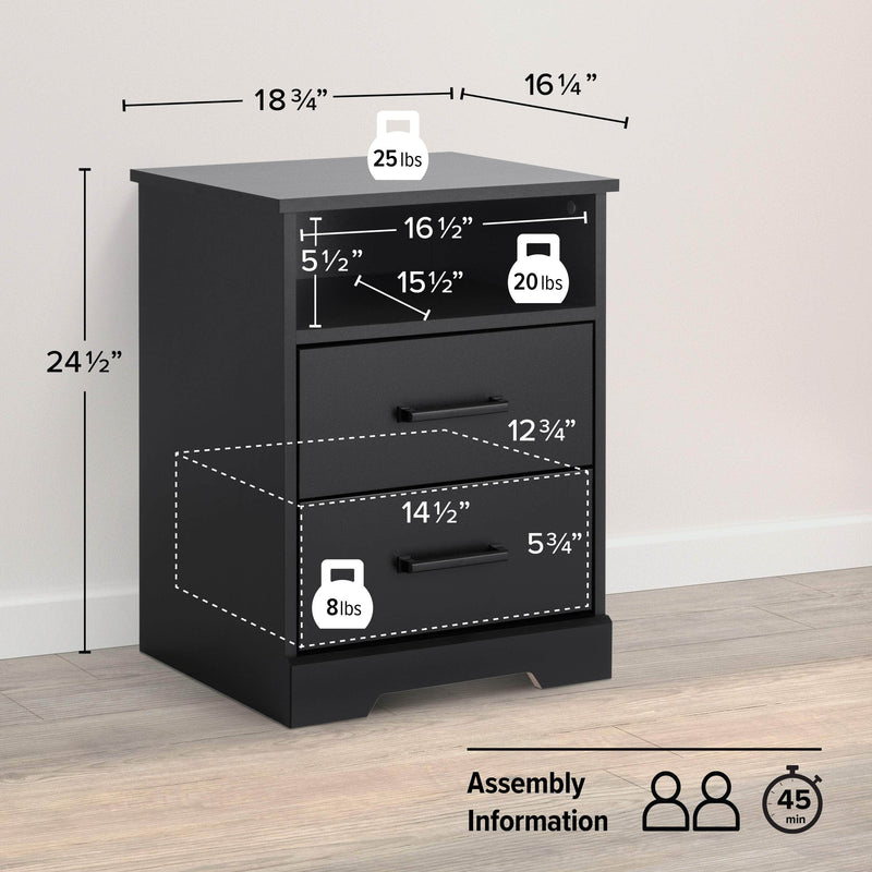 Pending - Modubox Nightstand Rustic Ridge 2-Drawer Nightstand - Available in 4 Colours