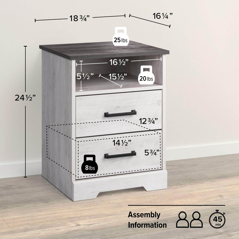 Pending - Modubox Nightstand Rustic Ridge 2-Drawer Nightstand - Available in 4 Colours