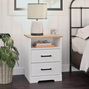 Pending - Modubox Nightstand Rustic Ridge Farmhouse 2-Drawer Nightstand in White & Natural Oak