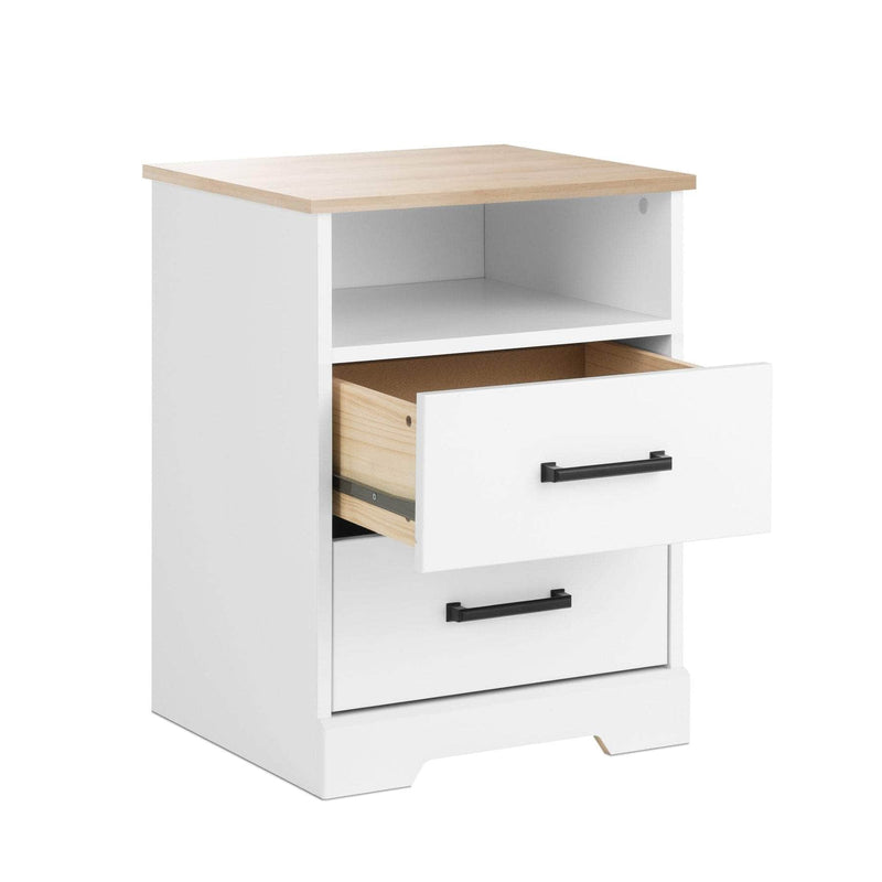 Pending - Modubox Nightstand Rustic Ridge Farmhouse 2-Drawer Nightstand in White & Natural Oak