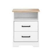 Pending - Modubox Nightstand Rustic Ridge Farmhouse 2-Drawer Nightstand in White & Natural Oak