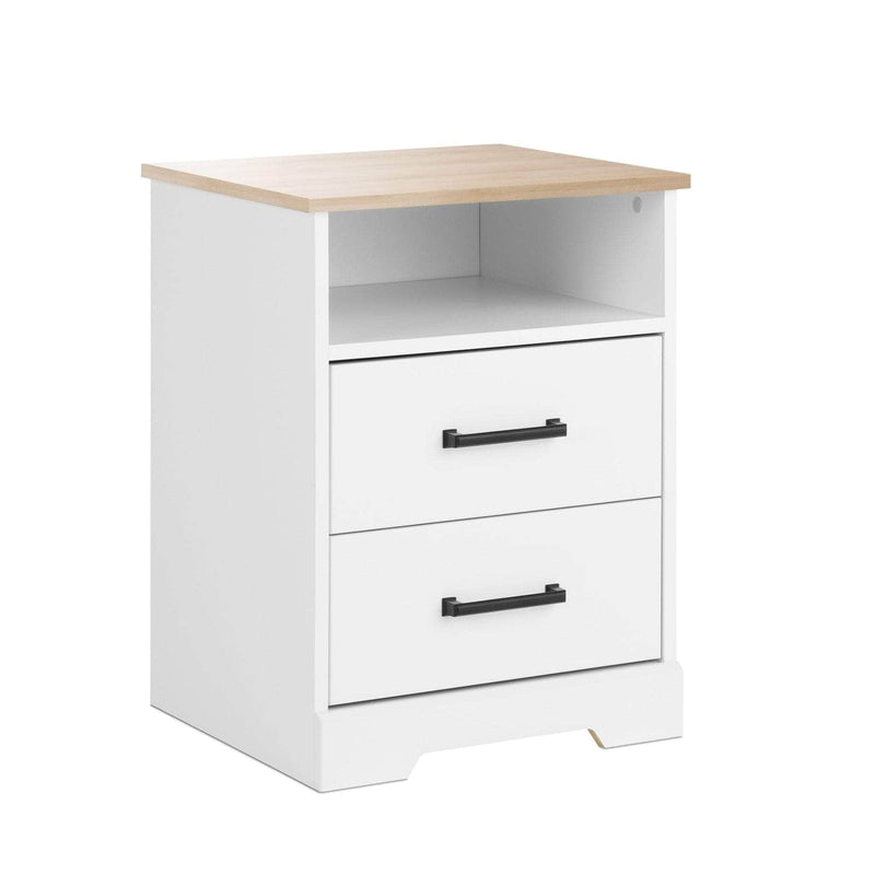 Pending - Modubox Nightstand Rustic Ridge Farmhouse 2-Drawer Nightstand in White & Natural Oak