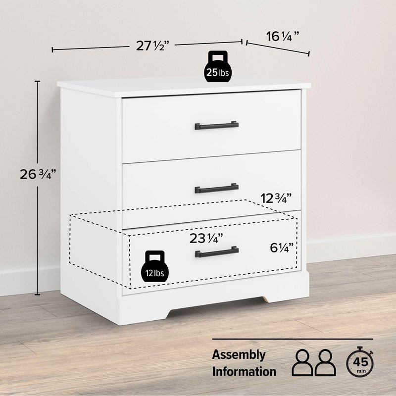 Pending - Modubox Nightstand Rustic Ridge Farmhouse 3-Drawer Nightstand - Available in 4 Colours