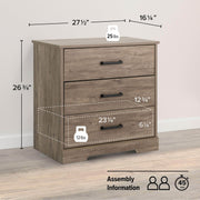 Pending - Modubox Nightstand Rustic Ridge Farmhouse 3-Drawer Nightstand - Available in 4 Colours