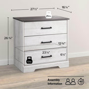 Pending - Modubox Nightstand Rustic Ridge Farmhouse 3-Drawer Nightstand - Available in 4 Colours
