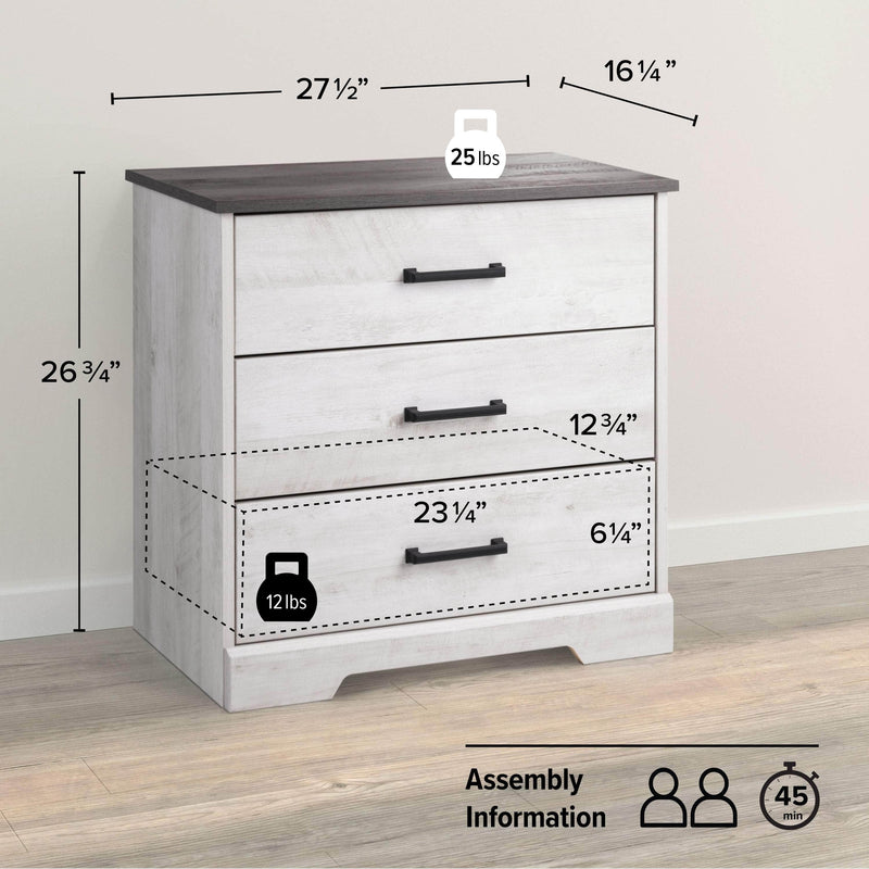 Pending - Modubox Nightstand Rustic Ridge Farmhouse 3-Drawer Nightstand - Available in 4 Colours