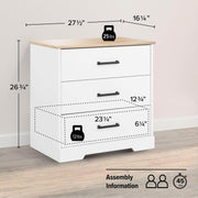 Pending - Modubox Nightstand Rustic Ridge Farmhouse 3-Drawer Nightstand in White & Natural Oak