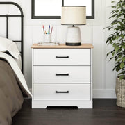 Pending - Modubox Nightstand Rustic Ridge Farmhouse 3-Drawer Nightstand in White & Natural Oak