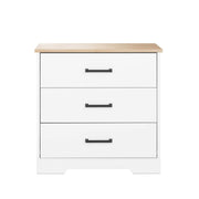 Pending - Modubox Nightstand Rustic Ridge Farmhouse 3-Drawer Nightstand in White & Natural Oak