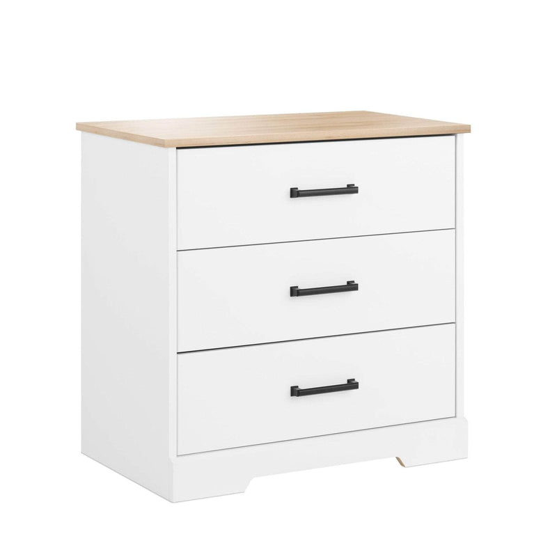 Pending - Modubox Nightstand Rustic Ridge Farmhouse 3-Drawer Nightstand in White & Natural Oak
