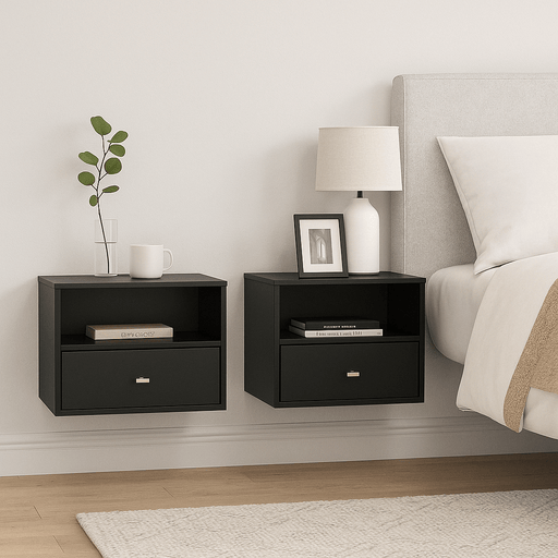 Pending - Modubox Nightstand Sonoma 1-Drawer Floating Nightstand (Set of 2) in Black