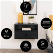 Pending - Modubox Nightstand Sonoma 1-Drawer Floating Nightstand (Set of 2) in Black