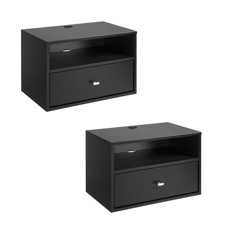 Pending - Modubox Nightstand Sonoma 1-Drawer Floating Nightstand (Set of 2) in Black