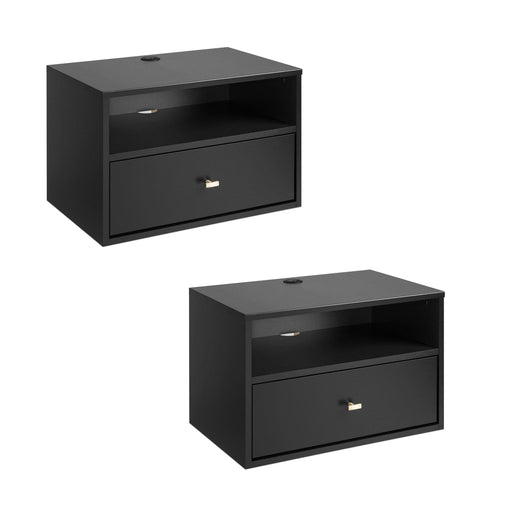 Pending - Modubox Nightstand Sonoma 1-Drawer Floating Nightstand (Set of 2) in Black