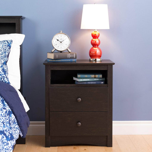 Pending - Modubox Nightstand Sonoma 2-Drawer Open Shelf Nightstand in Washed Black
