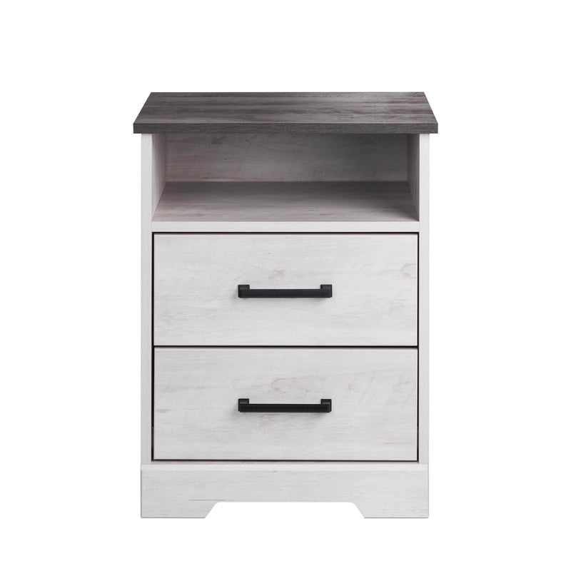Pending - Modubox Nightstand Washed White Rustic Ridge 2-Drawer Nightstand - Available in 4 Colours