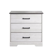 Pending - Modubox Nightstand Washed White Rustic Ridge Farmhouse 3-Drawer Nightstand - Available in 4 Colours