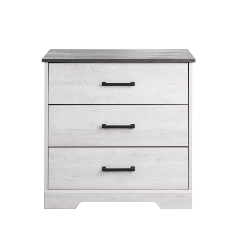 Pending - Modubox Nightstand Washed White Rustic Ridge Farmhouse 3-Drawer Nightstand - Available in 4 Colours