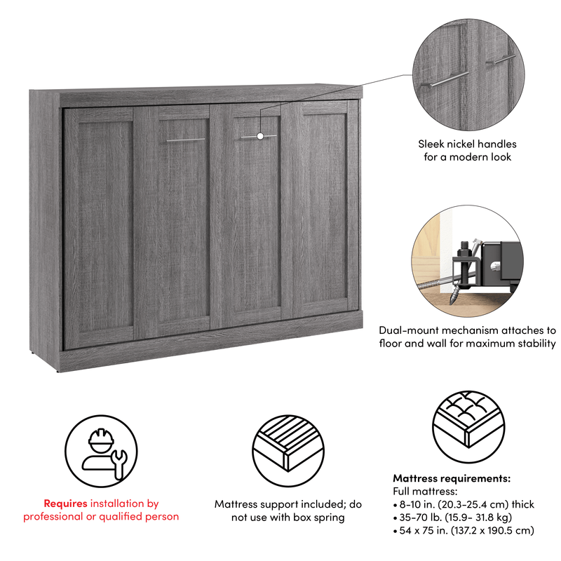 Pending - Modubox Pur 80"W Full Horizontal Murphy Bed - Available in 2 Colours