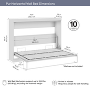 Pending - Modubox Pur 80"W Full Horizontal Murphy Bed - Available in 2 Colours