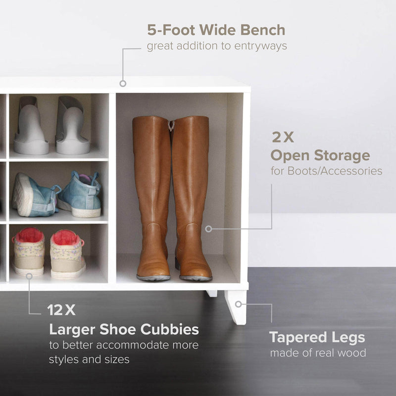 Pending - Modubox Shoe Cabinet 60" Wide Shoe Bench in White