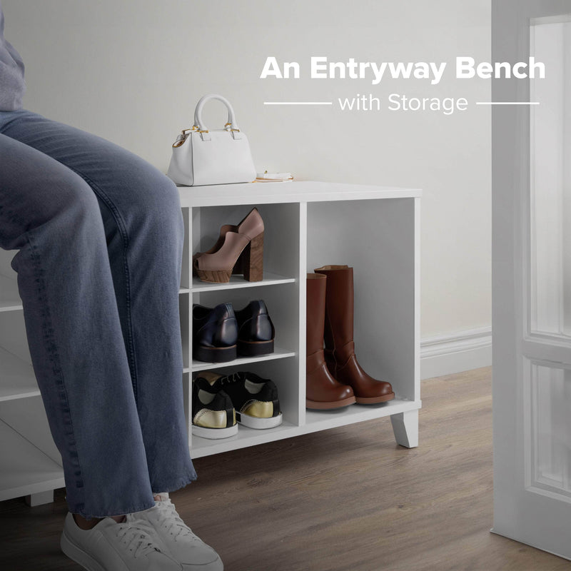 Pending - Modubox Shoe Cabinet 60" Wide Shoe Bench in White