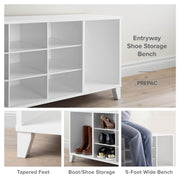 Pending - Modubox Shoe Cabinet 60" Wide Shoe Bench in White