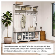 Pending - Modubox Shoe Storage Rustic Ridge 60" Shoe Storage with 24 Shoe Cubbies in Washed White