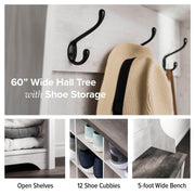 Pending - Modubox Shoe Storage Rustic Ridge 60" Shoe Storage with 24 Shoe Cubbies in Washed White