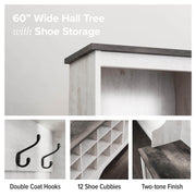 Pending - Modubox Shoe Storage Rustic Ridge 60" Shoe Storage with 24 Shoe Cubbies in Washed White