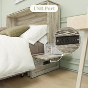 Pending - Review Queen Size Murphy Cabinet Chest Bed with Storage Drawer and USB Ports in Light Grey