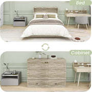 Pending - Review Queen Size Murphy Cabinet Chest Bed with Storage Drawer and USB Ports in Light Grey