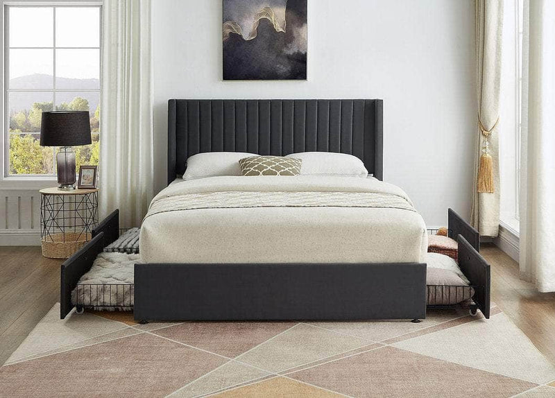 Pending - True Contemporary Grey Velvet Bed - Available in 2 Sizes